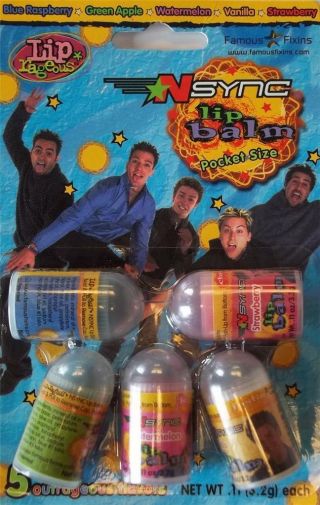 5pk Vintage Collectible Flavored Nsync Official Liprageous Lip Balm Justin G108