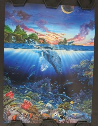 Robert Lyn Nelson Signed Vintage 1990 Humpback Whale Lithograph Poster 18x24