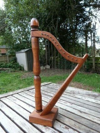 Lovely Vintage Wooden Model Of Irish Harp.