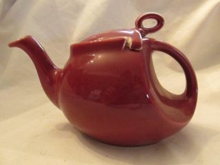 Vintage Hall China " Streamline " Teapot - Chinese Red - Vg Cond Mid - Century Deco
