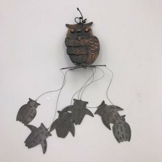 Vintage Metal Owl Wind Chime Decor - Made In Hong Kong