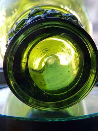 Vintage Blenko Green Seeded Glass Cocktail Glass w/applied beaded Knobs/Prunts 5