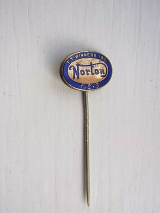 Norton Tt Winners 1931 1,  2,  3.  Vintage Stick Pin Badge Stamped Miller
