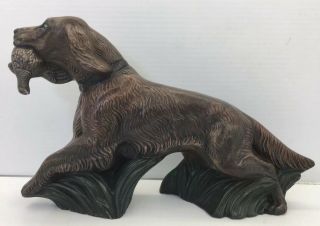 Vintage Irish Setter Red Bird Dog Hunting Ceramic Figurine W/ Quail Pheasant Euc