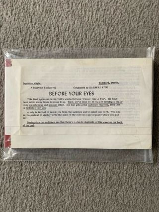 Before Your Eyes By Supreme Magic Rare Vintage Includes Prop