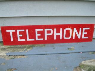 Vintage Pay Telephone Sign (glass) 25 " X 5 1/2 " Good Shape