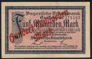 1923 100 Billion Mark Munich Germany Vintage Emergency Paper Money Banknote Xf