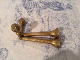 Vintage French Bronze Curtain Tie Backs - Acorn / Pineapple Finials (2116)