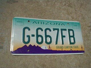 Vintage Obsolete Type Arizona Government License Plate Embossed Desert G - 667fb