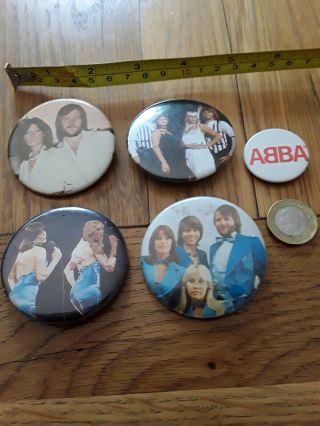 5 X Vintage 1970s/80s Abba Pop Group Band Pin Badge Pinback