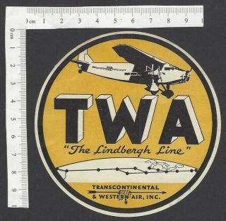 Twa The Lindbergh Line Vintage Baggage Luggage Label