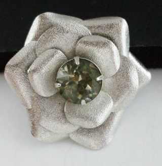 Lovely Vintage Sarah Coventry Flower Pin Brooch & Pendant W/gray Rhinestone