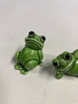 3 pc Vintage Ceramic Green Frogs Figurines Made in Japan N6 4