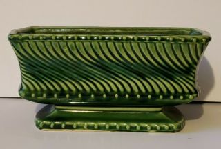 Vintage Mccoy Pottery Rectangular Planter Green Swirl Line
