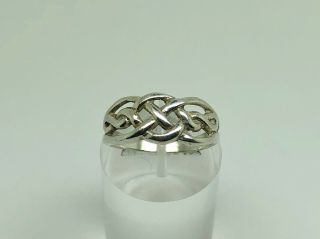 Vintage Sterling Silver Celtic Entwined Knot Design Band Mens Ring Size R