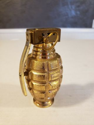 Vintage Combat Hand Grenade Pgl Brass Table Lighter