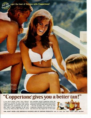 Vintage Beauty Fashion Ad 1966 Coppertone Suntan Raquel Welch Beauty Icon Sexy