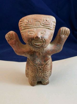 Vintage Aztec/ Mayan Terra Cotta Clay Pottery Figure Statue Mexico 70s