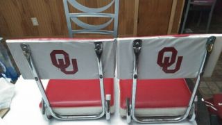 2x Vintage Ou University Of Oklahoma Sooners Vinyl Stadium Seats.  Ok