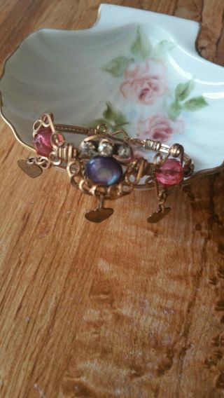 Unique Hand Made Gold Filled Wire Bracelet With Vintage Accents