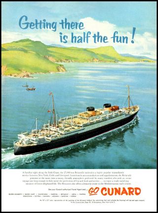 1955 Irish Coast Cunard Britannic Cruise Ship Vintage Photo Print Ad Ads9