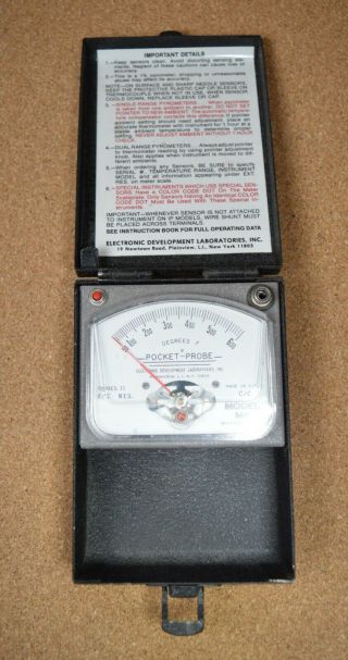 Pocket Probe Analog Pyrometer Mp - 60 Red Pointer Portable 50 - 600 Degrees Vintage