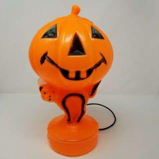 Vintage Bayshore Jack O Lantern Blow Mold Halloween Pumpkin Black Cat Light Rare