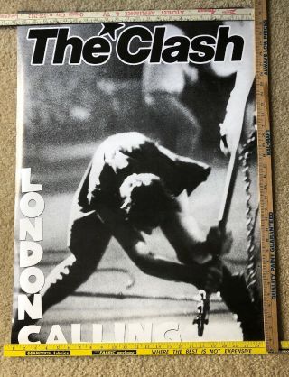 Vintage The Clash London Calling Poster 23” X 33” Punk Rock Black & White