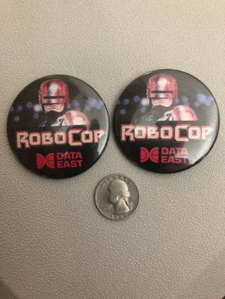2 Promo Buttons Robocop Pinball Data East Robo Cop Vintage Button