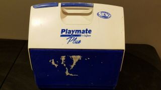 Vintage Igloo Playmate Plus Blue Cooler Camping Boating Tailgating In Euc