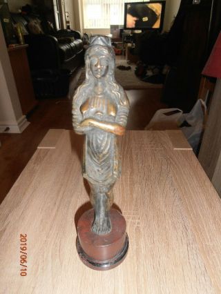 Vintage 19th Centuary Indian Squaw Brass Figure On Marble Base