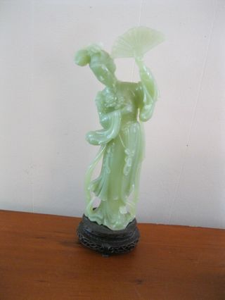 Vintage Vita Faux Light Green Jade Plastic Geisha Girl 11 1/2 " Tall