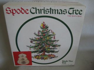 Spode Christmas Tree Vintage Triple Tier Serving Tray England 2