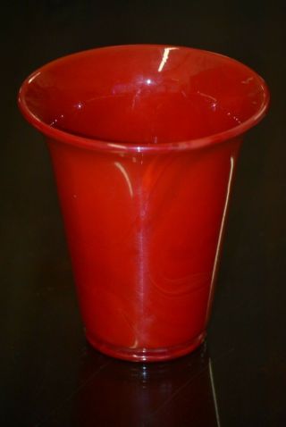 Vintage Fenton Red Glass Flip Style Vase 6 1/4 " Tall