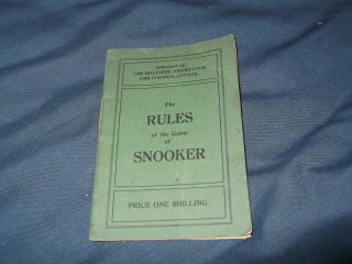 The Rules Of The Game Of Snooker 1937 Vintage Booklet