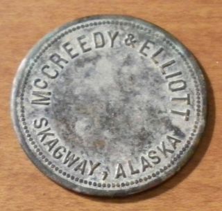 Vintage Alaska Trade Token Mccreedy & Elliot Skagway $10 Brass Coin