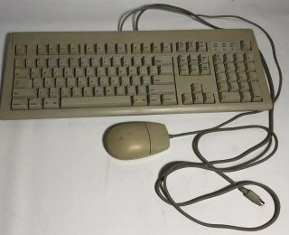 Vintage Apple Design Keyboard M2980 And Apple Desktop Bus Mouse Ii M2706 Read