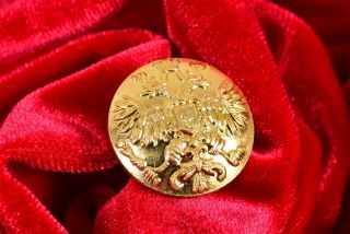 Vintage 22mm Estate - Found Imperial Russian Coat Of Arms Gilt Metal Button Birds