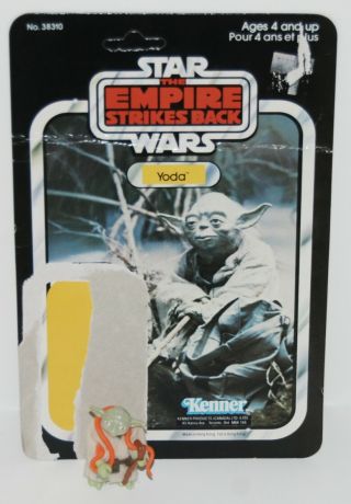 1980 Vintage Star Wars Empire Strikes Back Yoda W/ Full Card - Back,  Accessories