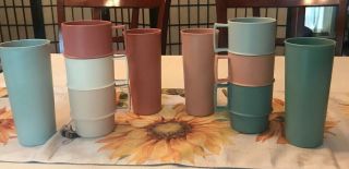 Euc Vintage Set Of 6 Tupperware Pastel Stackable Mugs & 4 Pastel Tumblers