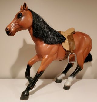 Vintage Battat Large Brown Horse W Saddle Arab Stallion American Girl Doll Huge