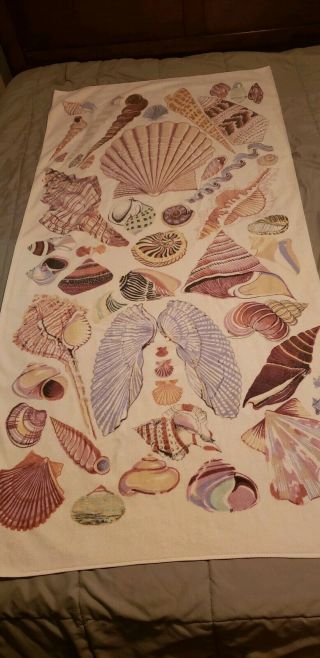 Vintage Martex Beach Towel Sea Shells Gloria Vanderbilt
