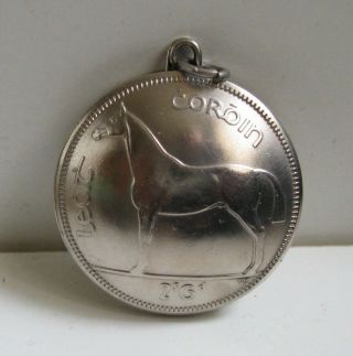 Vintage Irish Horse Half Crown Coin Birth Year Keepsake Pendant / Watch Fob