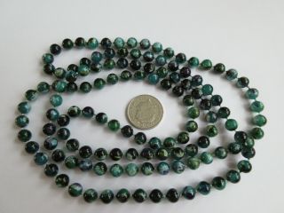 Vintage Flapper Style Deep Sea Blue/Green Necklace Beads Long Single Strand 2