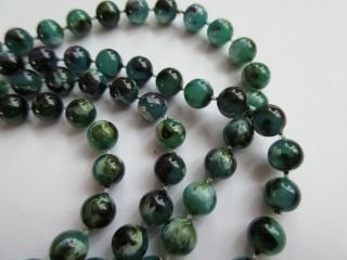 Vintage Flapper Style Deep Sea Blue/Green Necklace Beads Long Single Strand 3