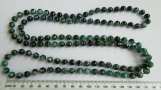 Vintage Flapper Style Deep Sea Blue/Green Necklace Beads Long Single Strand 4