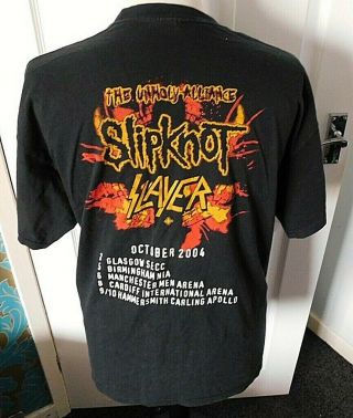 Vintage SLIPKNOT Black ' The Unholy Alliance ' Tour 2004 T - Shirt Size XL Slayer 4