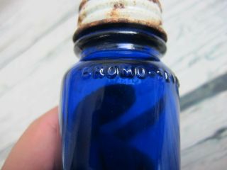Vintage Cobalt Blue Bromo Seltzer Bottle with Lid 2
