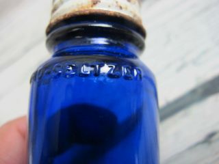 Vintage Cobalt Blue Bromo Seltzer Bottle with Lid 3