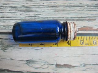 Vintage Cobalt Blue Bromo Seltzer Bottle with Lid 5